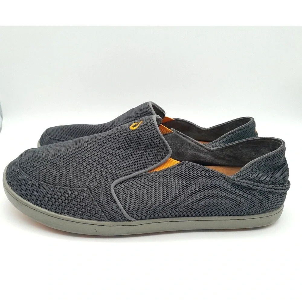 Olukai Nohea Mesh Loafers Dark Shadow Mens Size US 11.5 EUR 44.5 Gray Orange - Picture 3 of 9